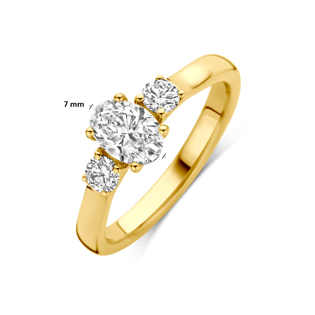 Luxe trilogie diamanten ring in geelgoud als verlovingsring voor haar - City Juwelier