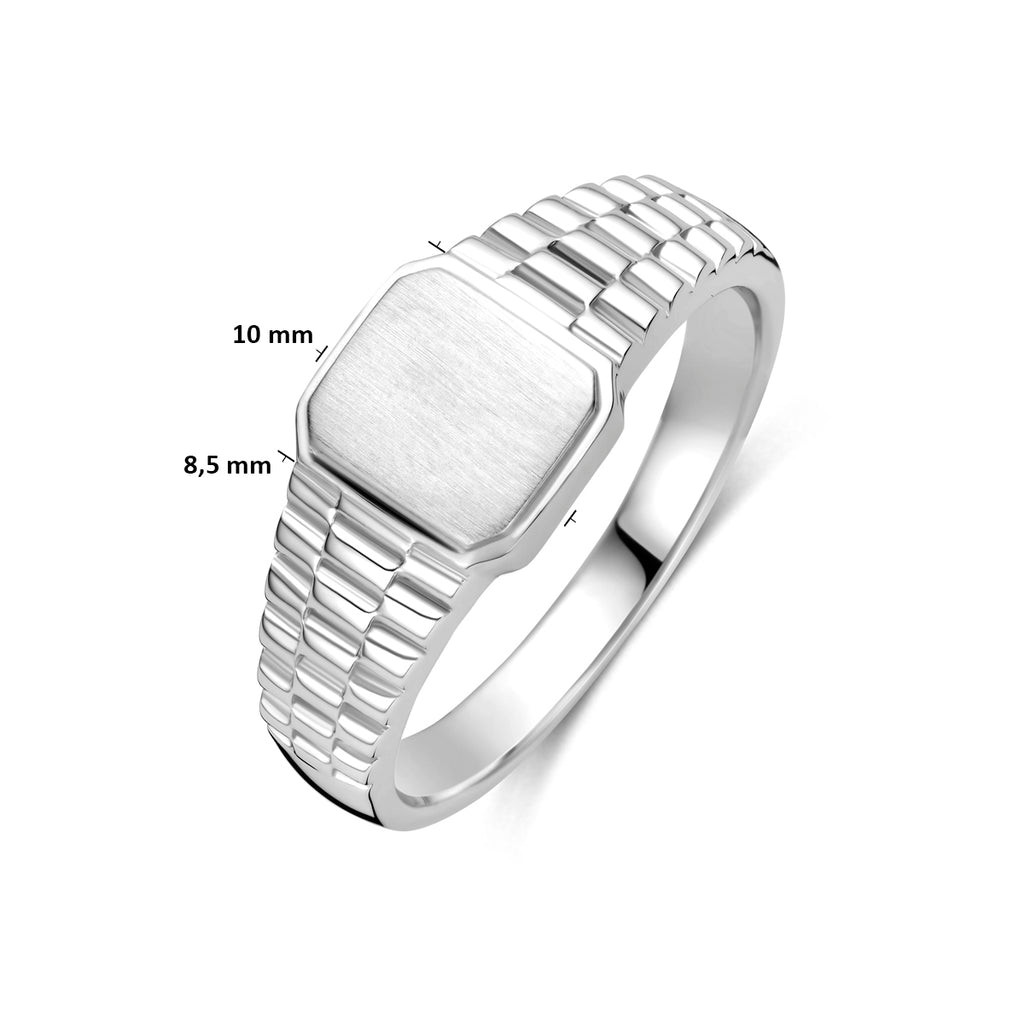 Luxe zilveren schakelring heren perspectief weergave - City Juwelier