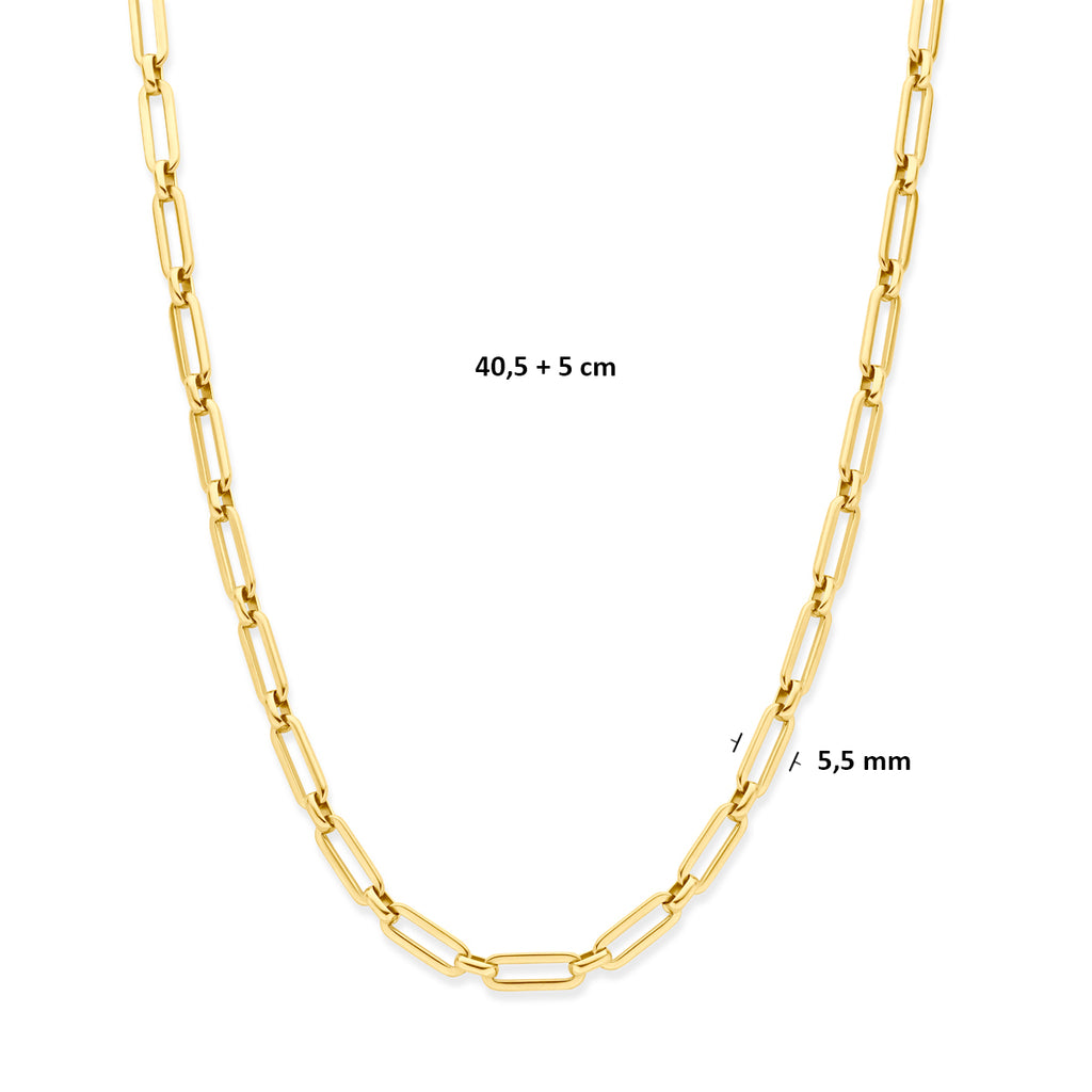 Moderne gouden dames ketting gedragen - City Juwelier