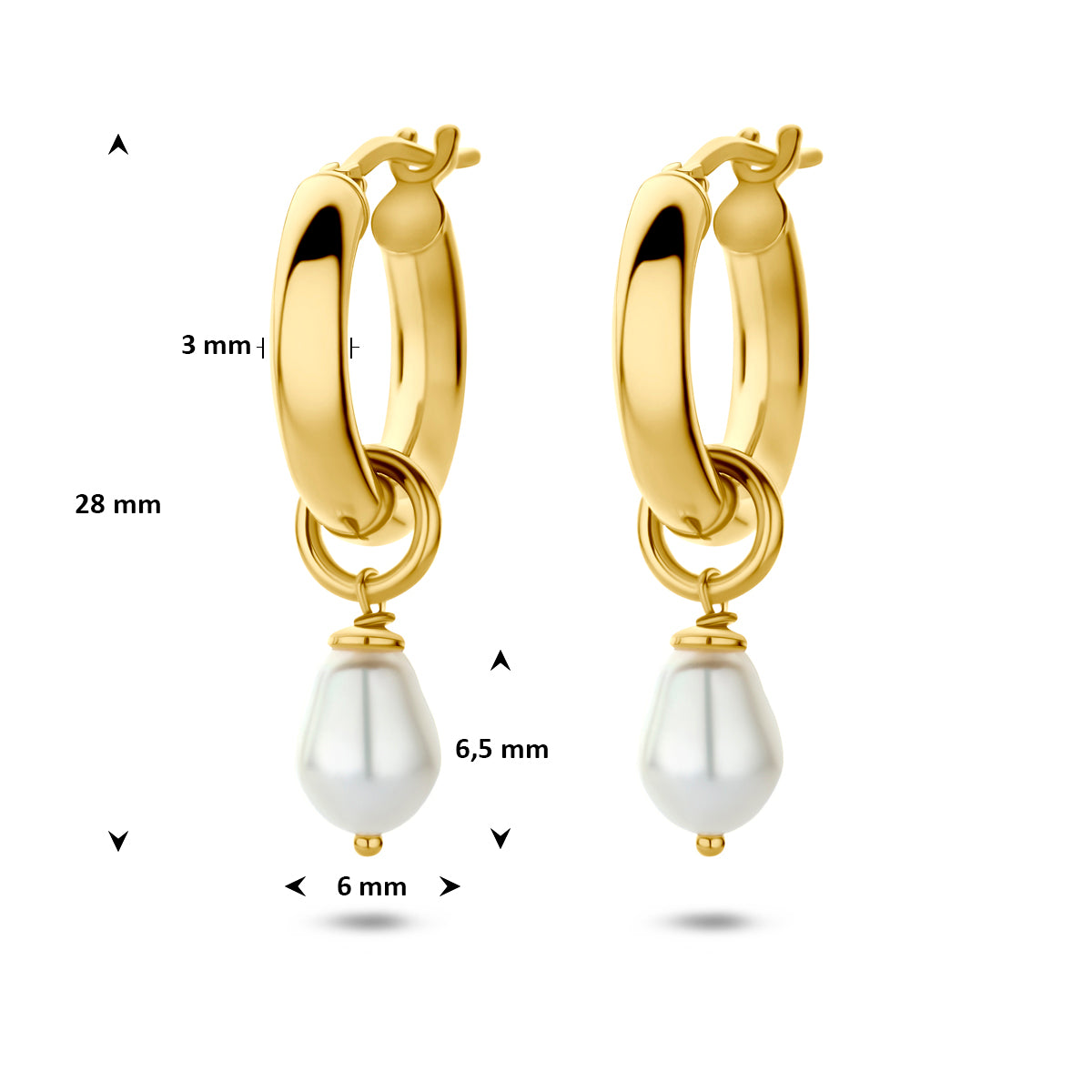 Parel oorbellen set compleet overzicht verguld zilver voor vrouwen - City Juwelier