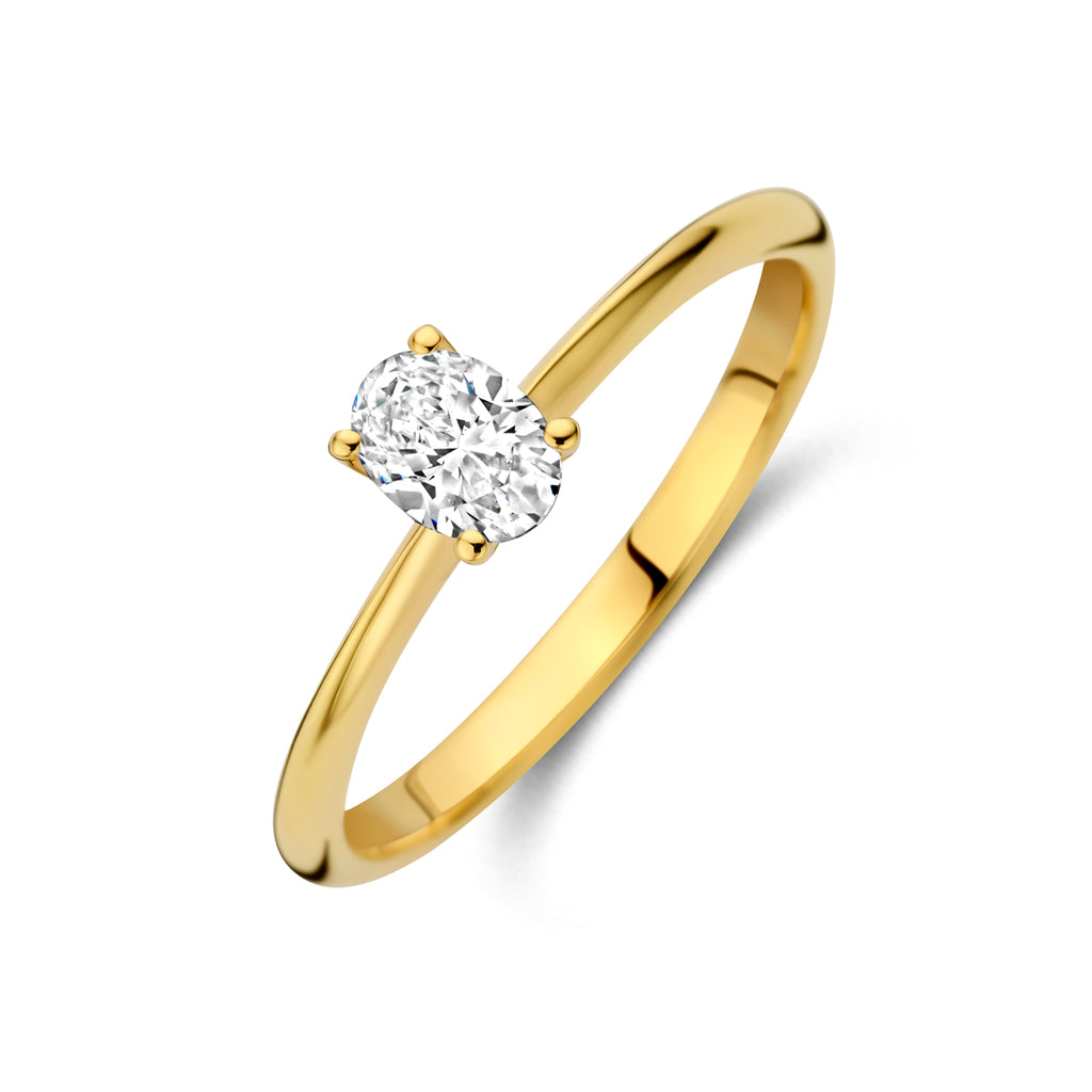 Radiara gouden diamanten solitair ring 14K geelgoud voor vrouwen - City Juwelier