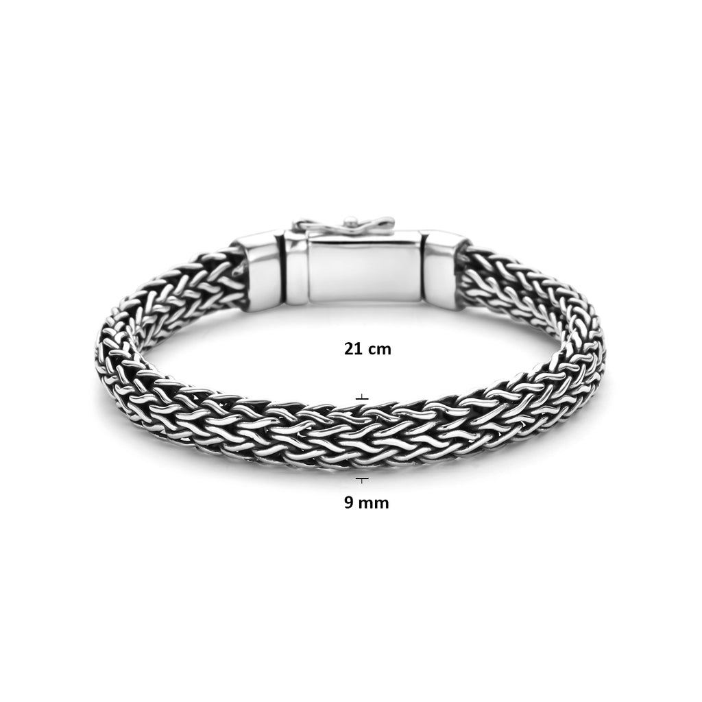 Robuuste geoxideerde zilveren armband heren 21 cm gedragen op pols - City Juwelier