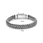 Robuuste geoxideerde zilveren armband heren 21 cm gedragen op pols - City Juwelier