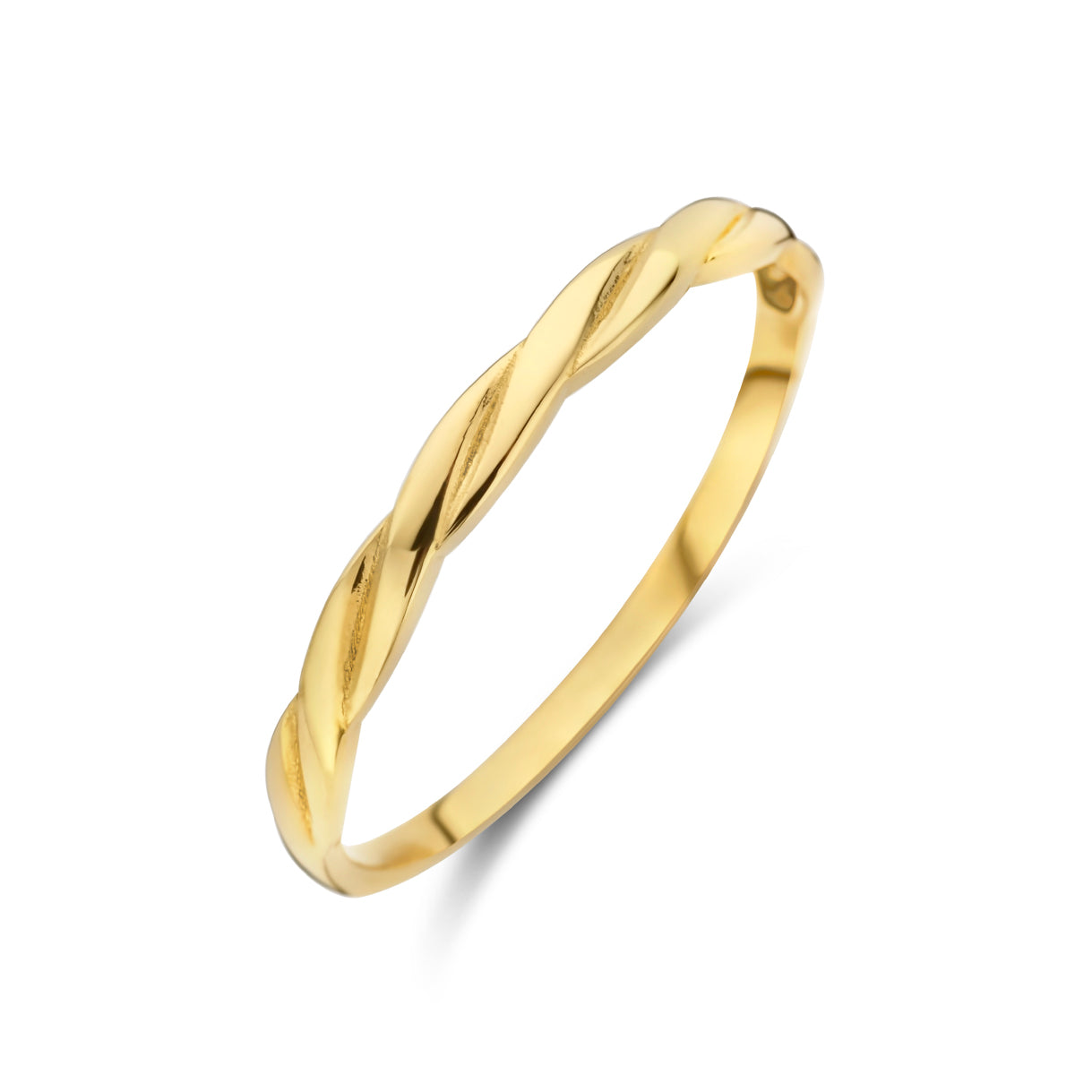 Spiralina gouden ring met gedraaid design in 14K geelgoud - City Juwelier