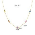 Stelloria dames ketting in 14K geelgoud met champagne en roze stenen - City Juwelier