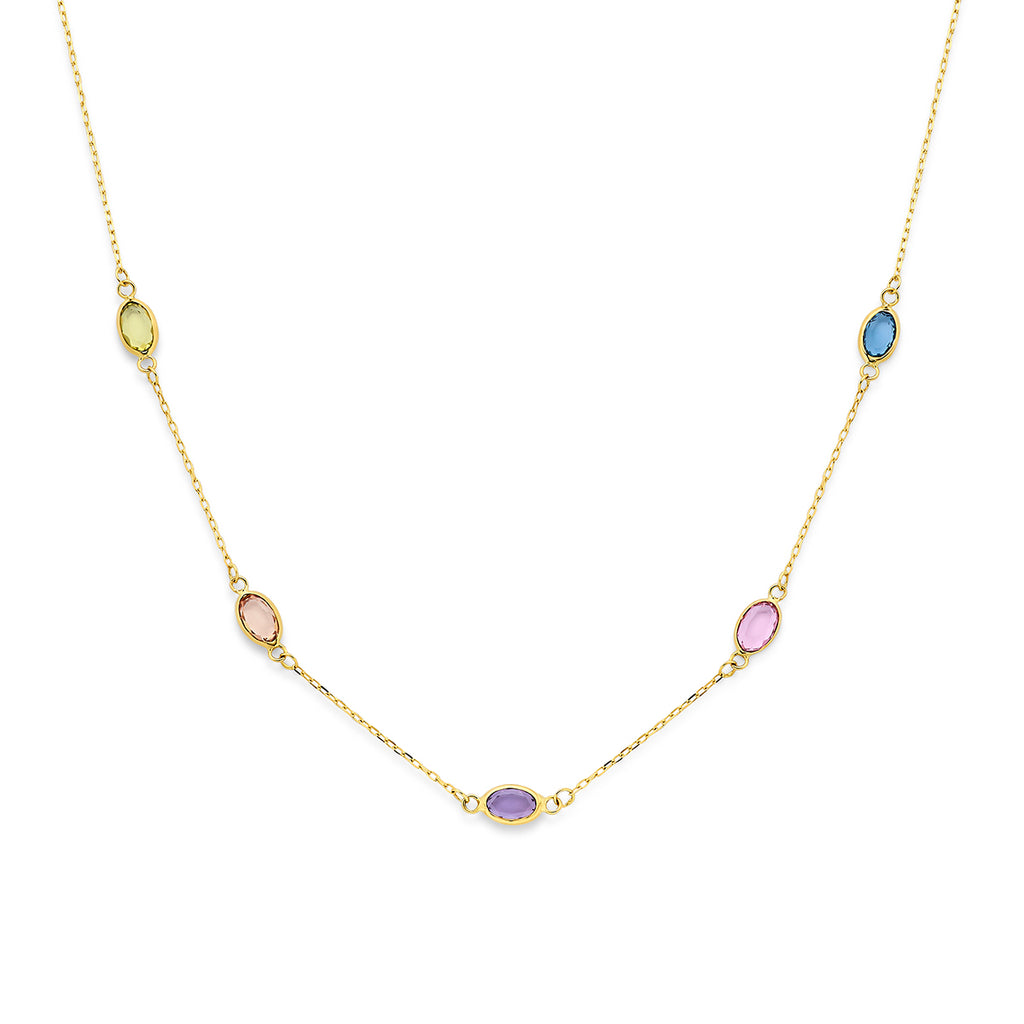 Stelloria gouden ketting met kleurrijke edelstenen voor vrouwen - City Juwelier