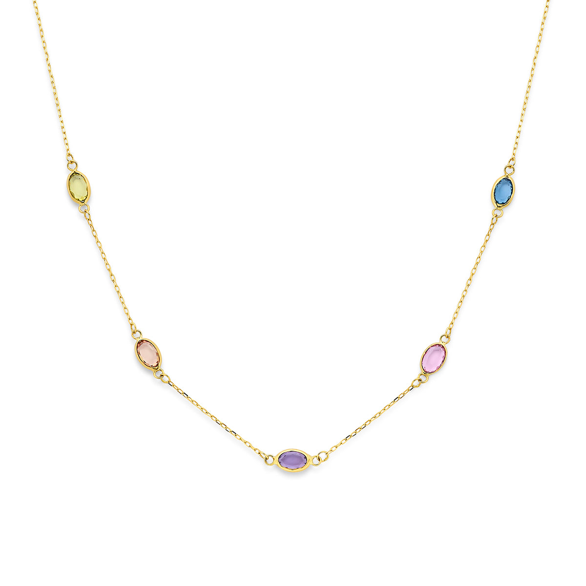 Stelloria gouden ketting met kleurrijke edelstenen voor vrouwen - City Juwelier