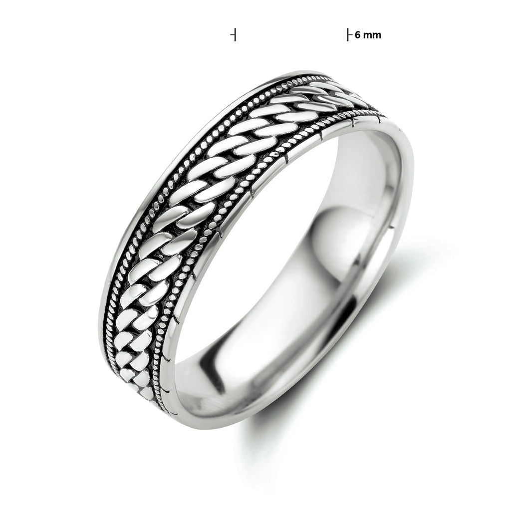 Stoere geoxideerde 925 sterling zilveren ring voor mannen op hand - City Juwelier