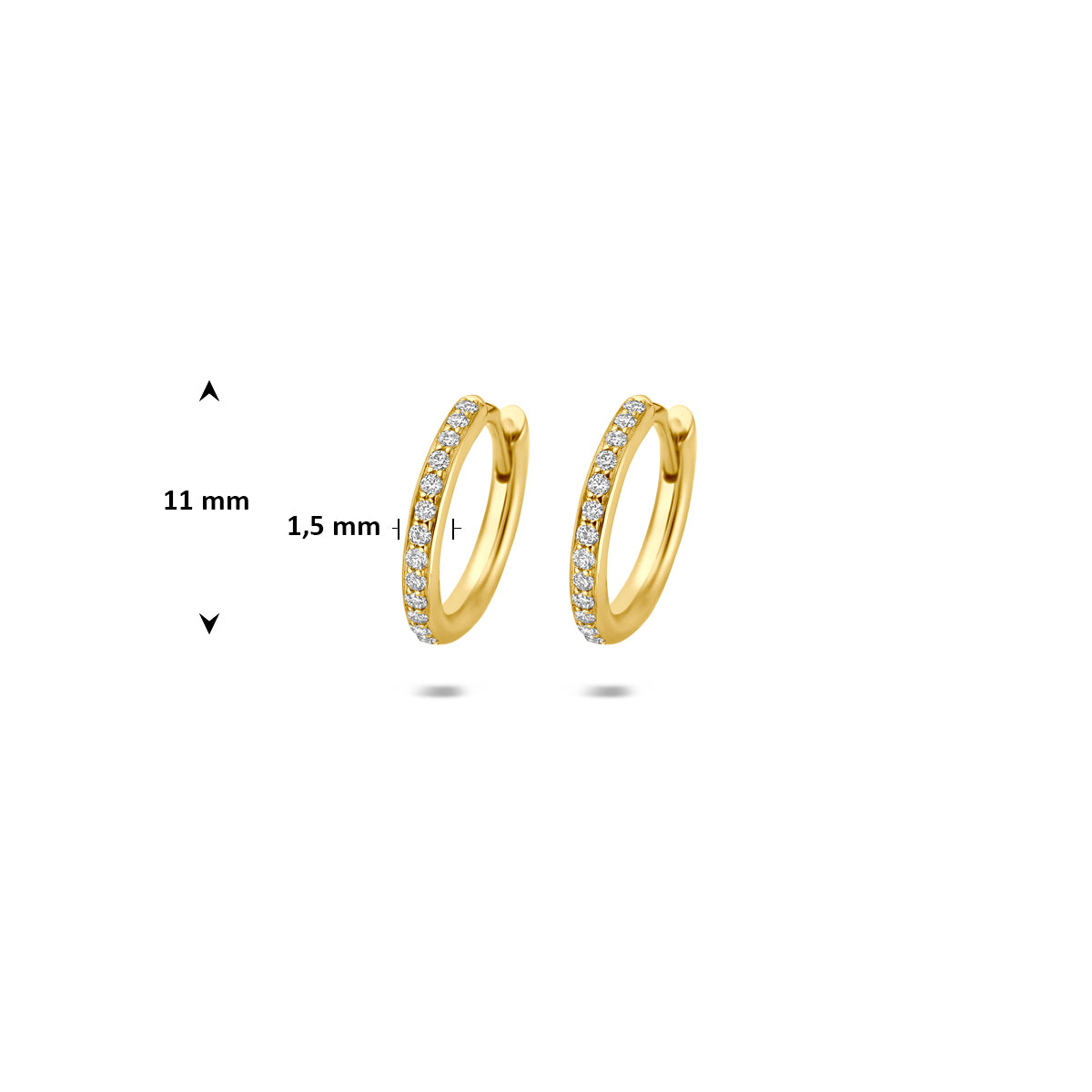 Stralende 14 karaat gouden oorbellen met diamant zijaanzicht voor dames - City Juwelier