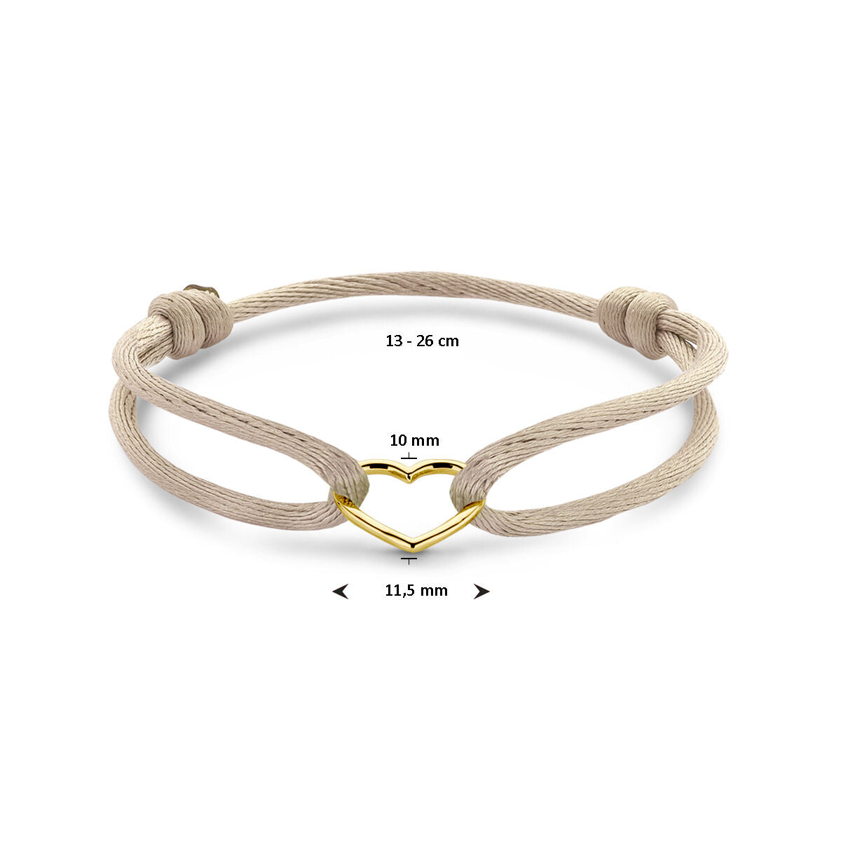 Coeuriana - Beige Armband Hart - 14K Geelgoud