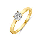 Vergulde zilveren ring met zirkonia vooraanzicht voor dames - City Juwelier