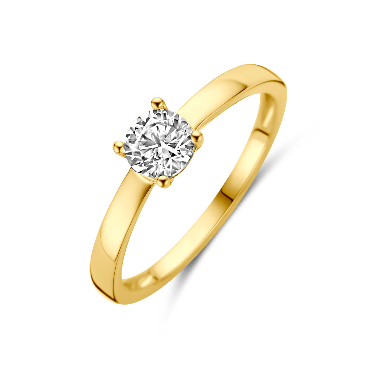 Vergulde zilveren ring met zirkonia vooraanzicht voor dames - City Juwelier