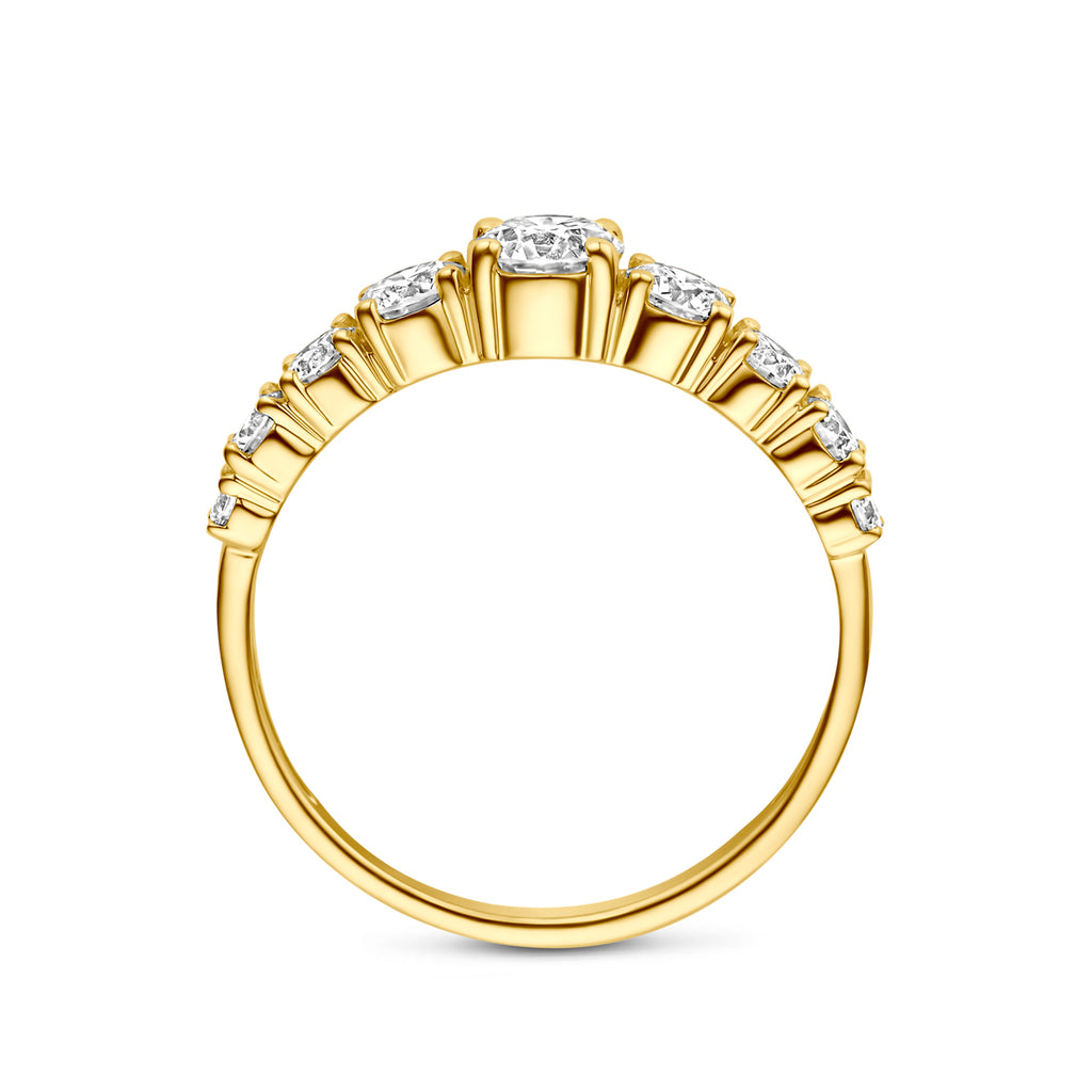 Verlovingsring geelgoud met briljant geslepen diamant zijaanzicht - City Juwelier
