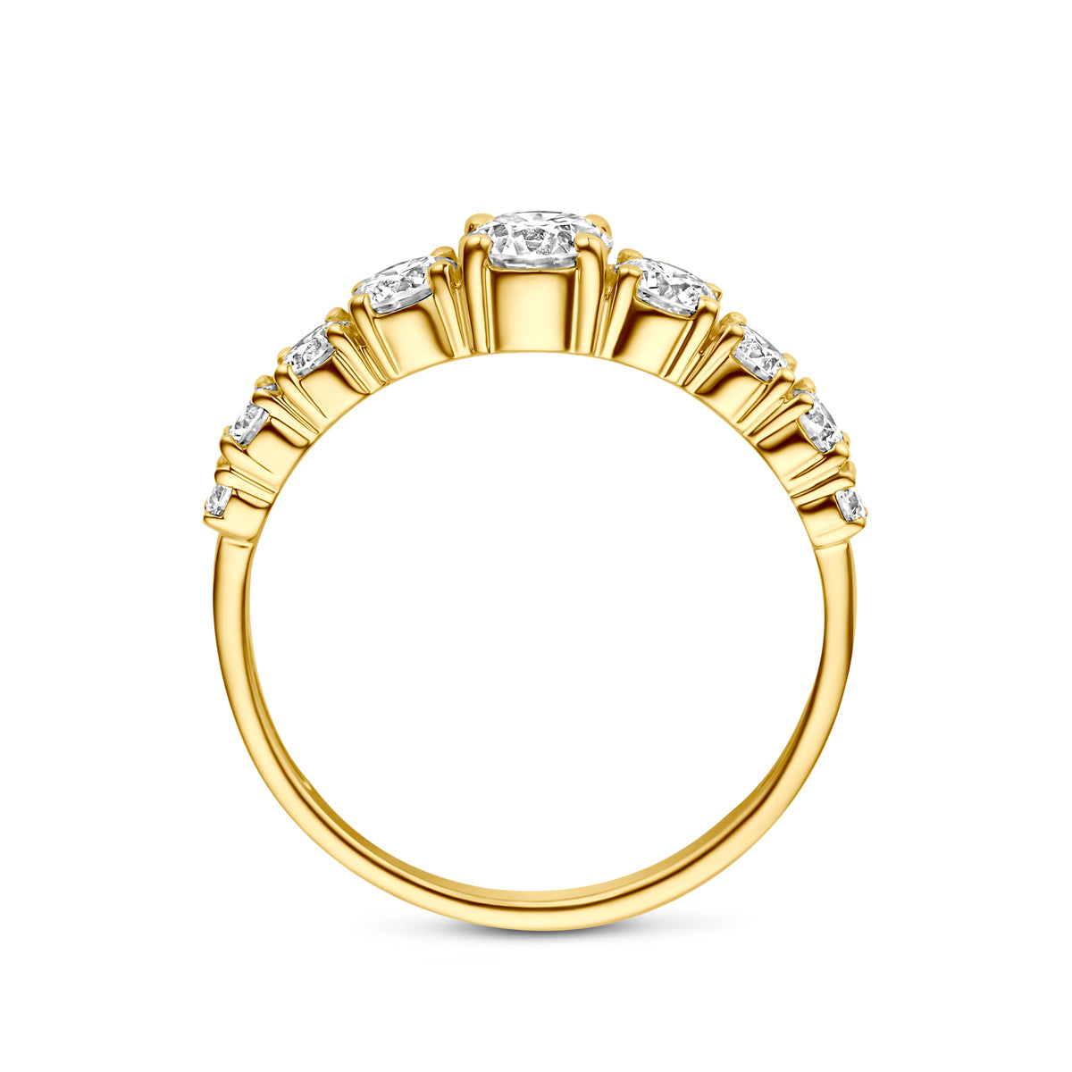Verlovingsring geelgoud met briljant geslepen diamant zijaanzicht - City Juwelier