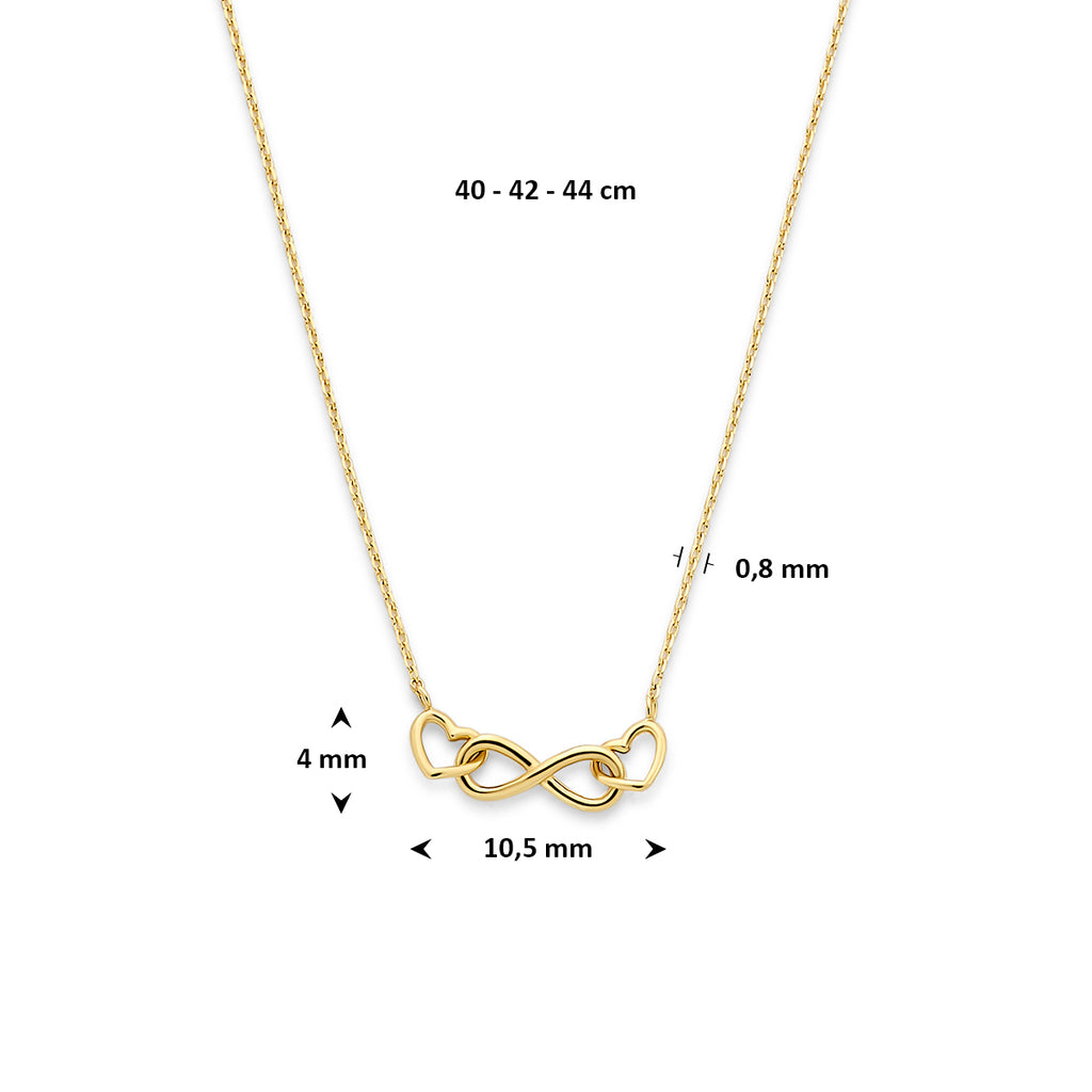 Verstelbare gouden ketting 40-44cm met hartjes - City Juwelier