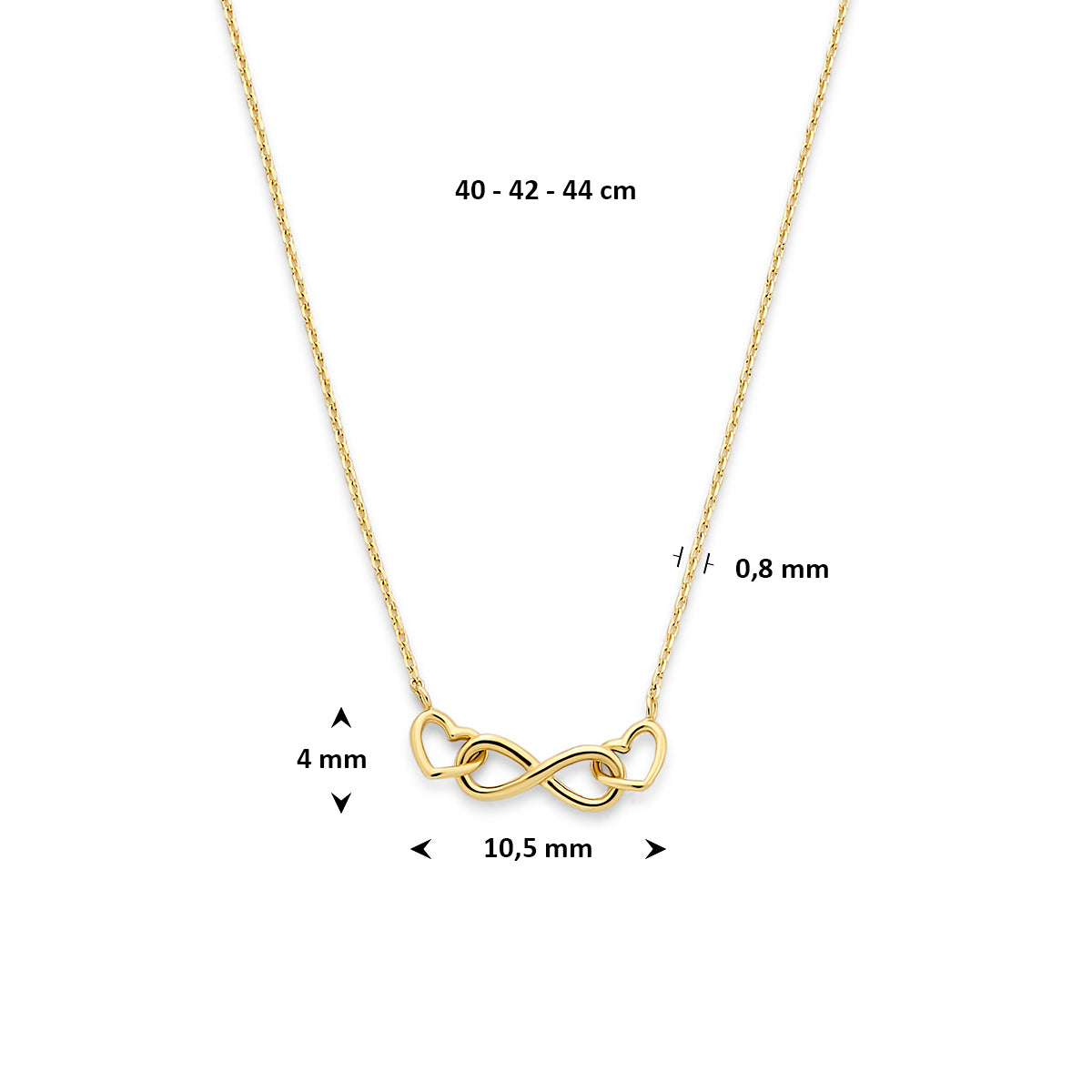 Verstelbare gouden ketting 40-44cm met hartjes - City Juwelier