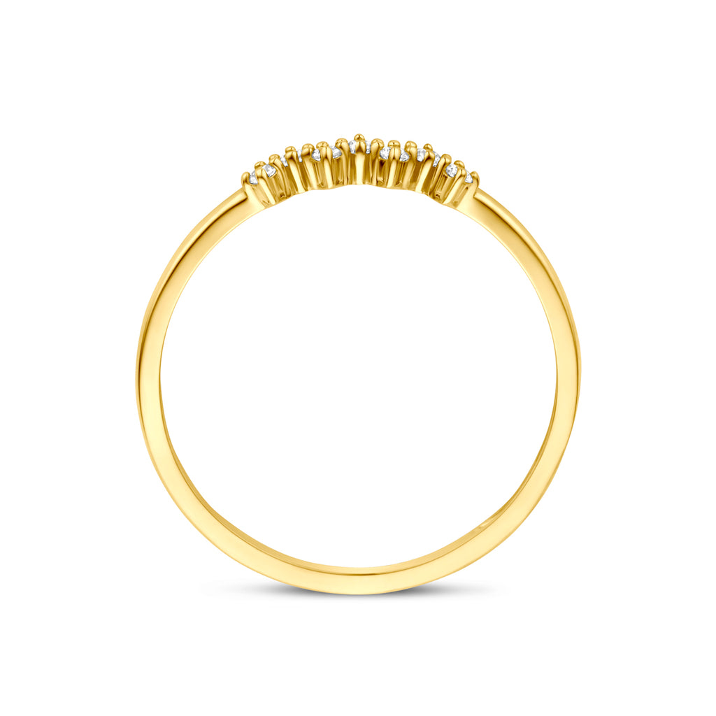 Vooraanzicht 9K gouden ring met zirkonia detail voor dames - City Juwelier