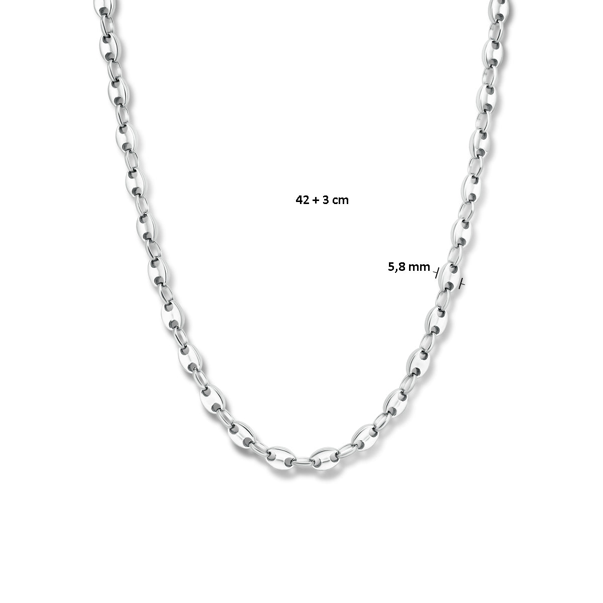 Vooraanzicht Cafelina schakel ketting zilverkleurig en goudkleurig - City Juwelier