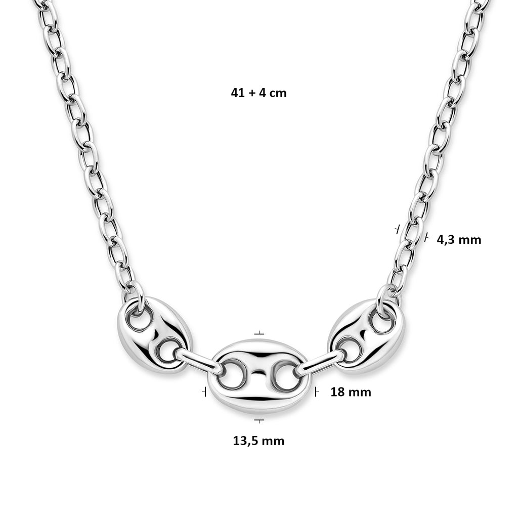 Vooraanzicht gerhodineerde zilveren ketting voor dames - City Juwelier