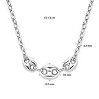 Vooraanzicht gerhodineerde zilveren ketting voor dames - City Juwelier