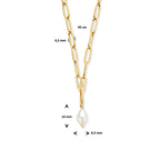 Vooraanzicht gouden dames ketting met parel detail - City Juwelier