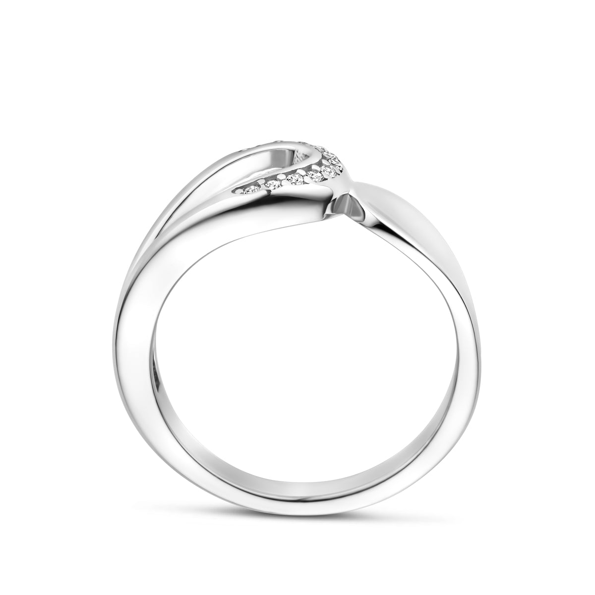 Vooraanzicht zilveren dames ring 9mm breed met zirkonia - City Juwelier