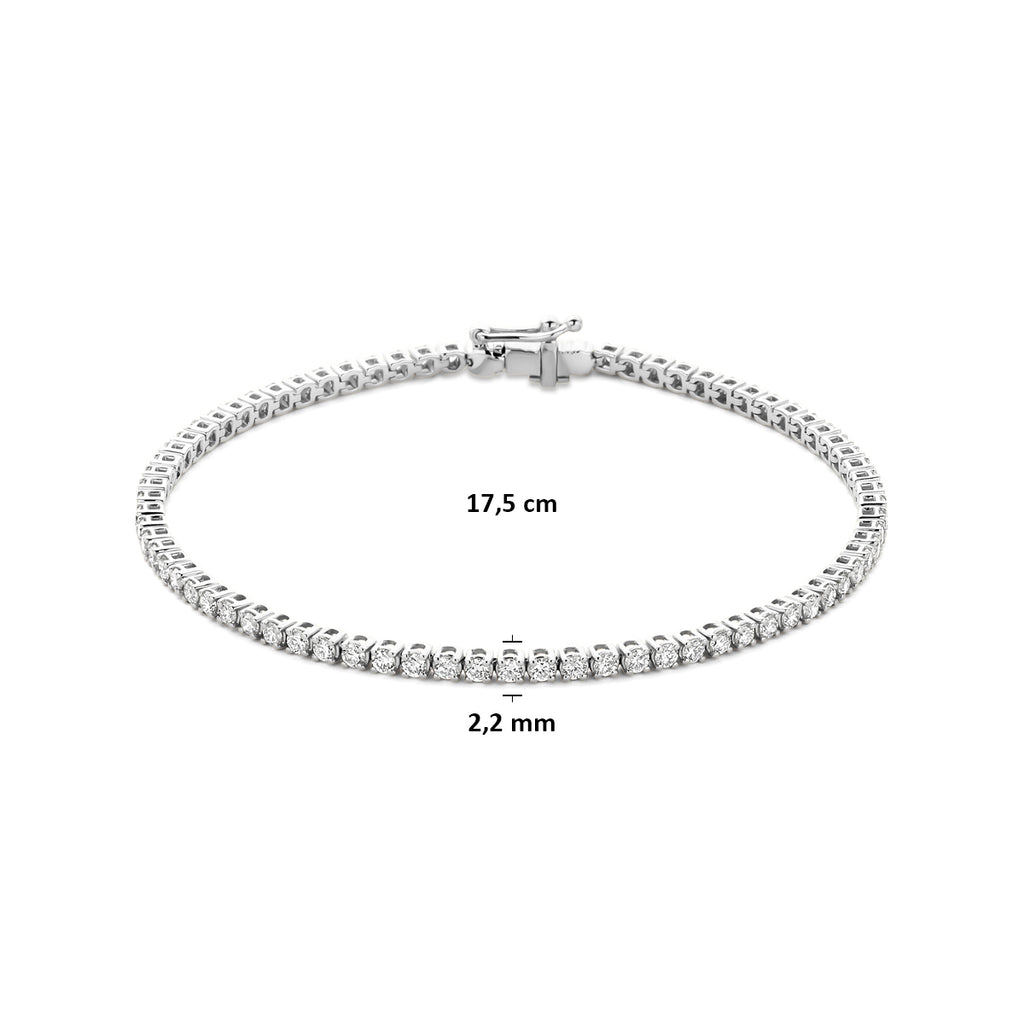 Witgouden dames armband Tennalise met lab grown diamanten, vooraanzicht sluiting - City Juwelier
