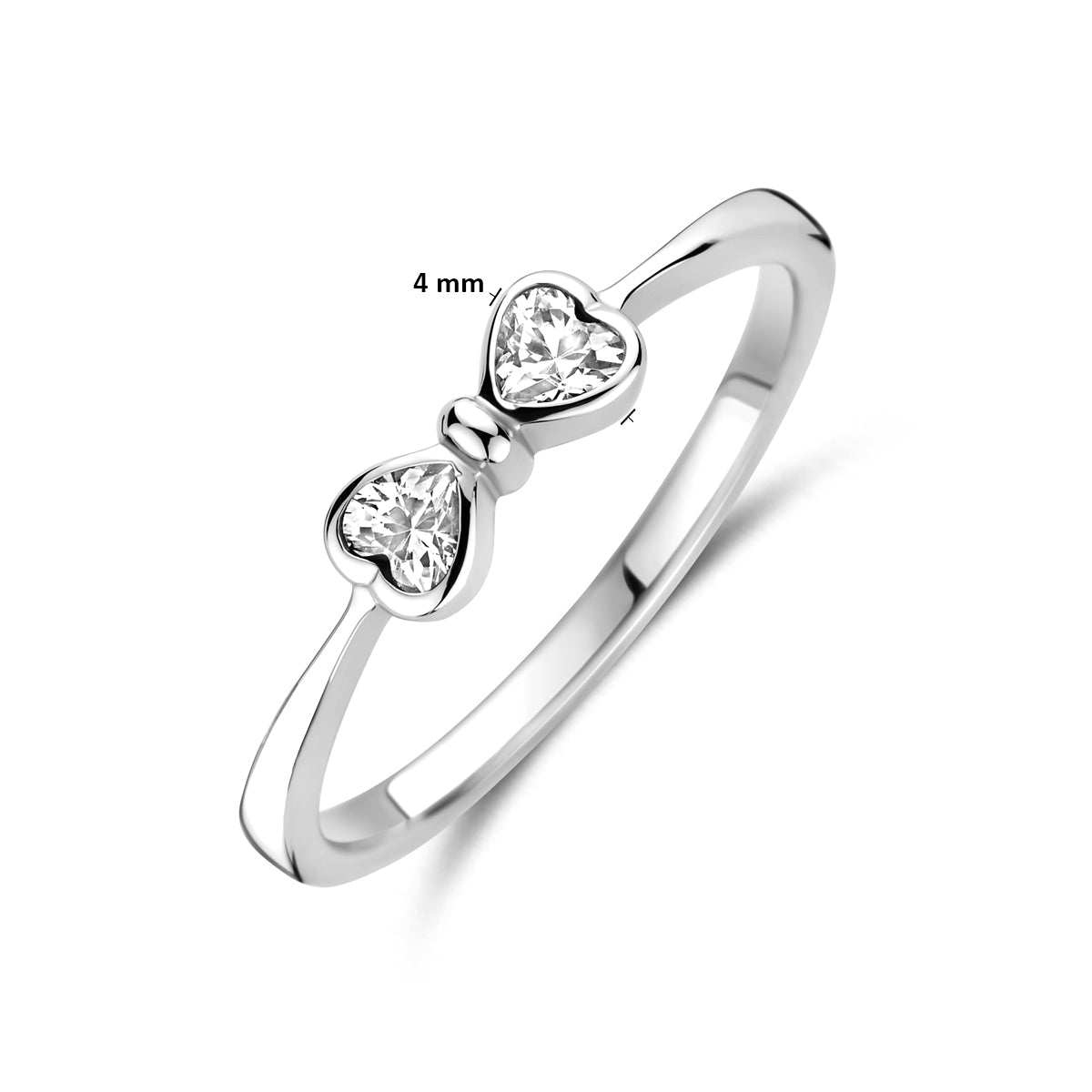 Zijaanzicht elegante zilveren dames ring met strik design - City Juwelier