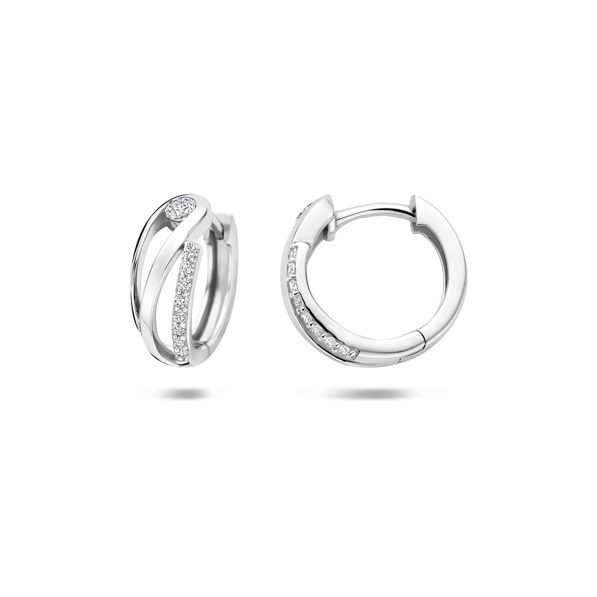 Zijaanzicht elegante zilveren klapoorringen dames 12,5 mm - City Juwelier