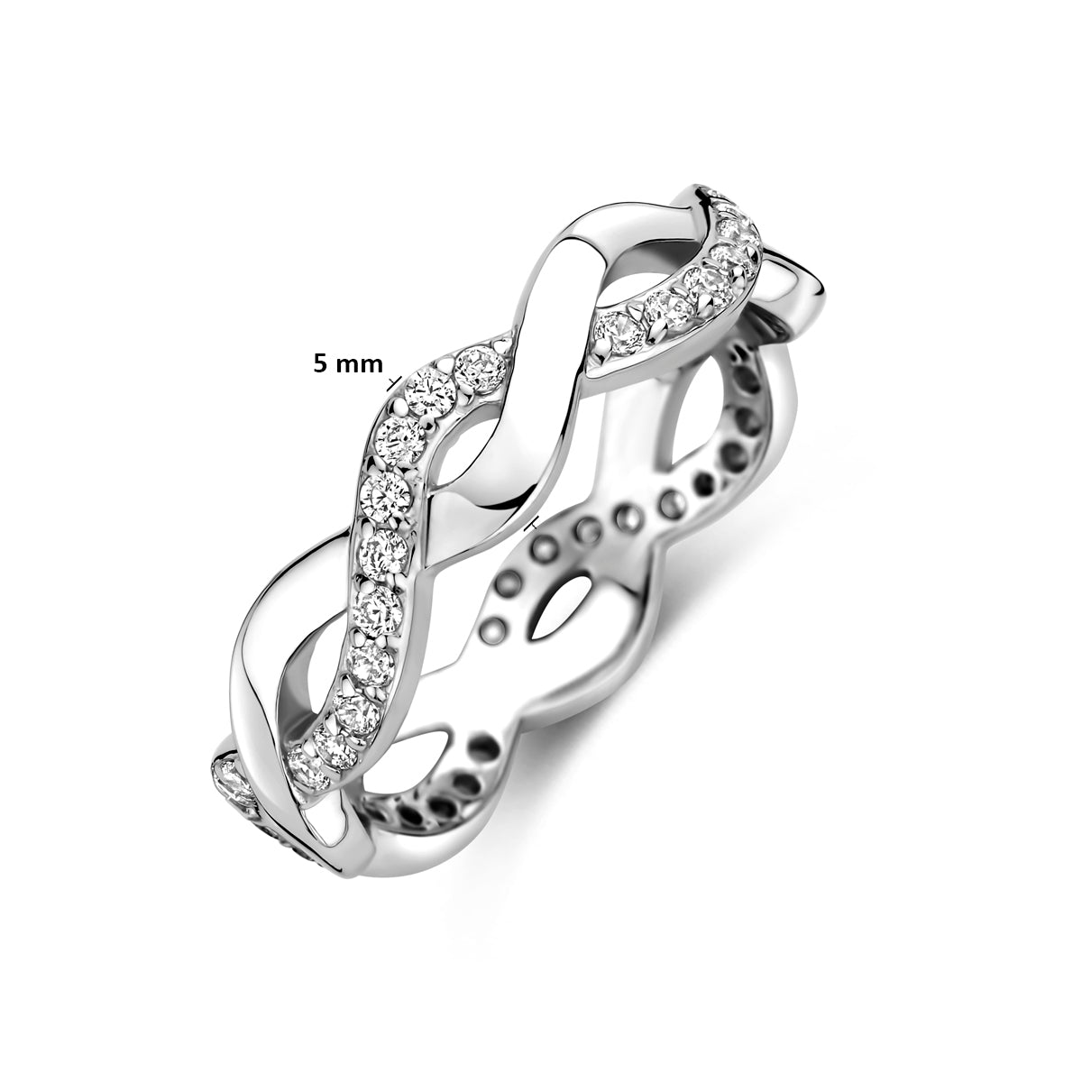 Zijaanzicht elegante zilveren ring voor vrouwen met zirkonia - City Juwelier