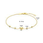 Zijaanzicht gouden dames armband met bolletjes en hart hanger - City Juwelier