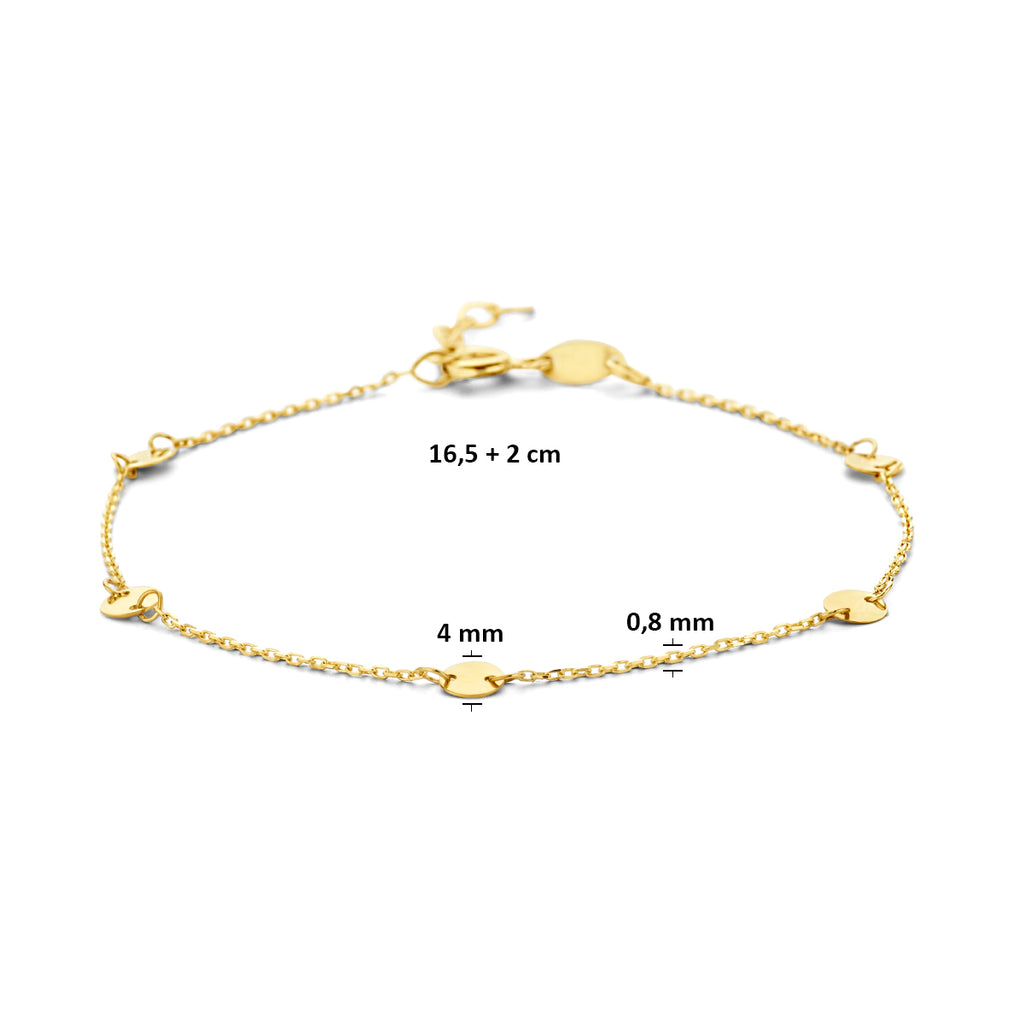 Zijaanzicht gouden dames armband met karabijnsluiting - City Juwelier
