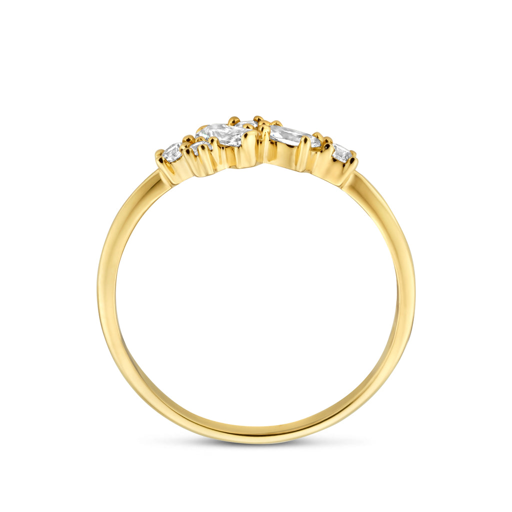 Zijaanzicht gouden dames ring met zirkonia 5.5mm breed - City Juwelier