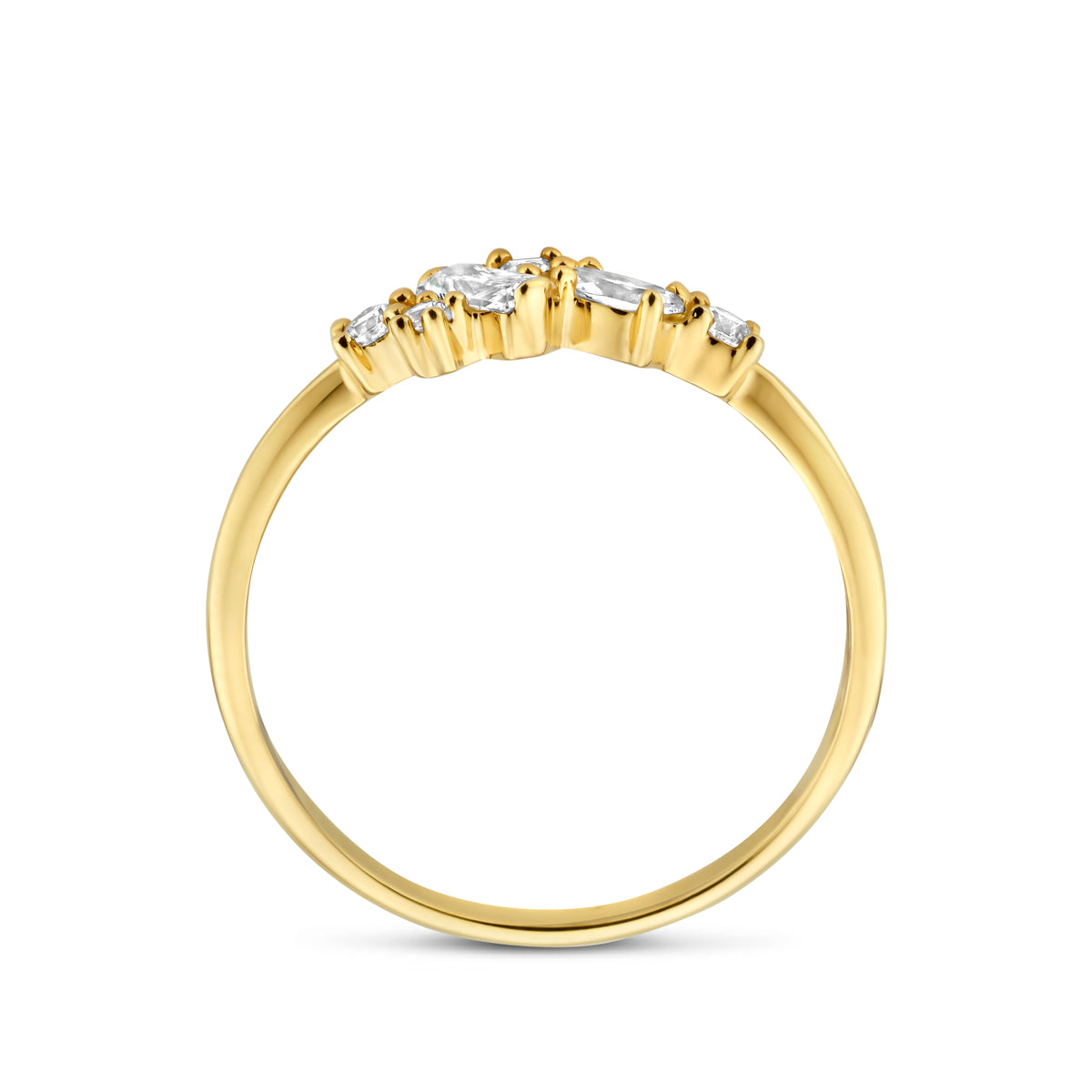 Zijaanzicht gouden dames ring met zirkonia 5.5mm breed - City Juwelier
