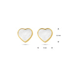 Zijaanzicht gouden kinderoorbellen met parelmoer hart - City Juwelier