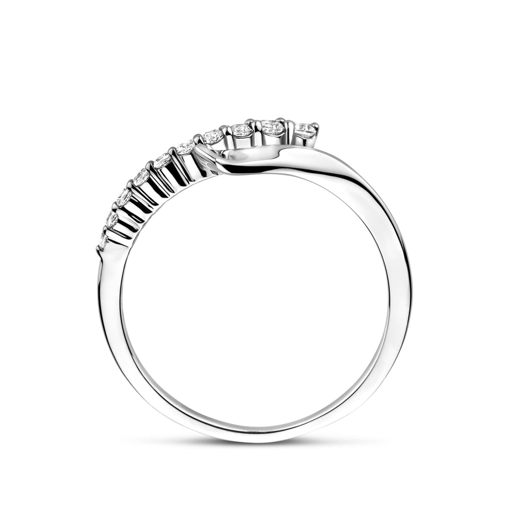 Zijaanzicht zilveren dames ring 7,5mm breed met zirkonia detail - City Juwelier