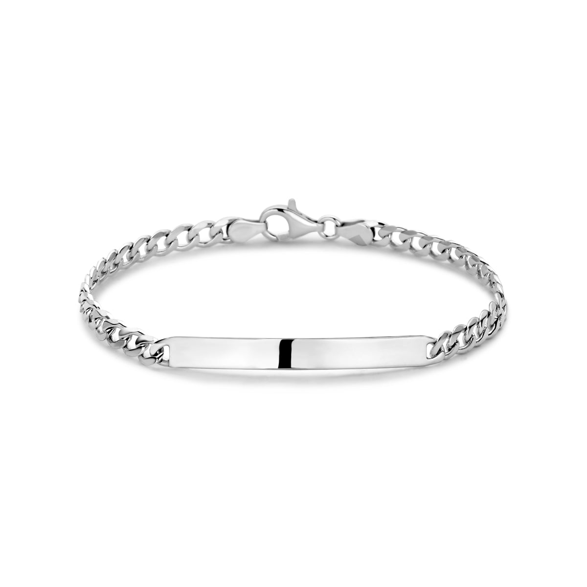 Zilveren armband dames met graveerplaatje in 925 zilver, vooraanzicht - City Juwelier