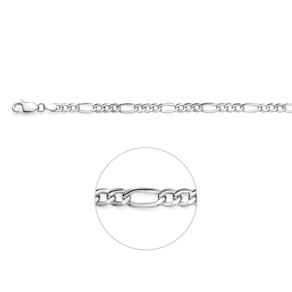 Zilveren armband heren Figaro schakel 925 zilver vooraanzicht - City Juwelier