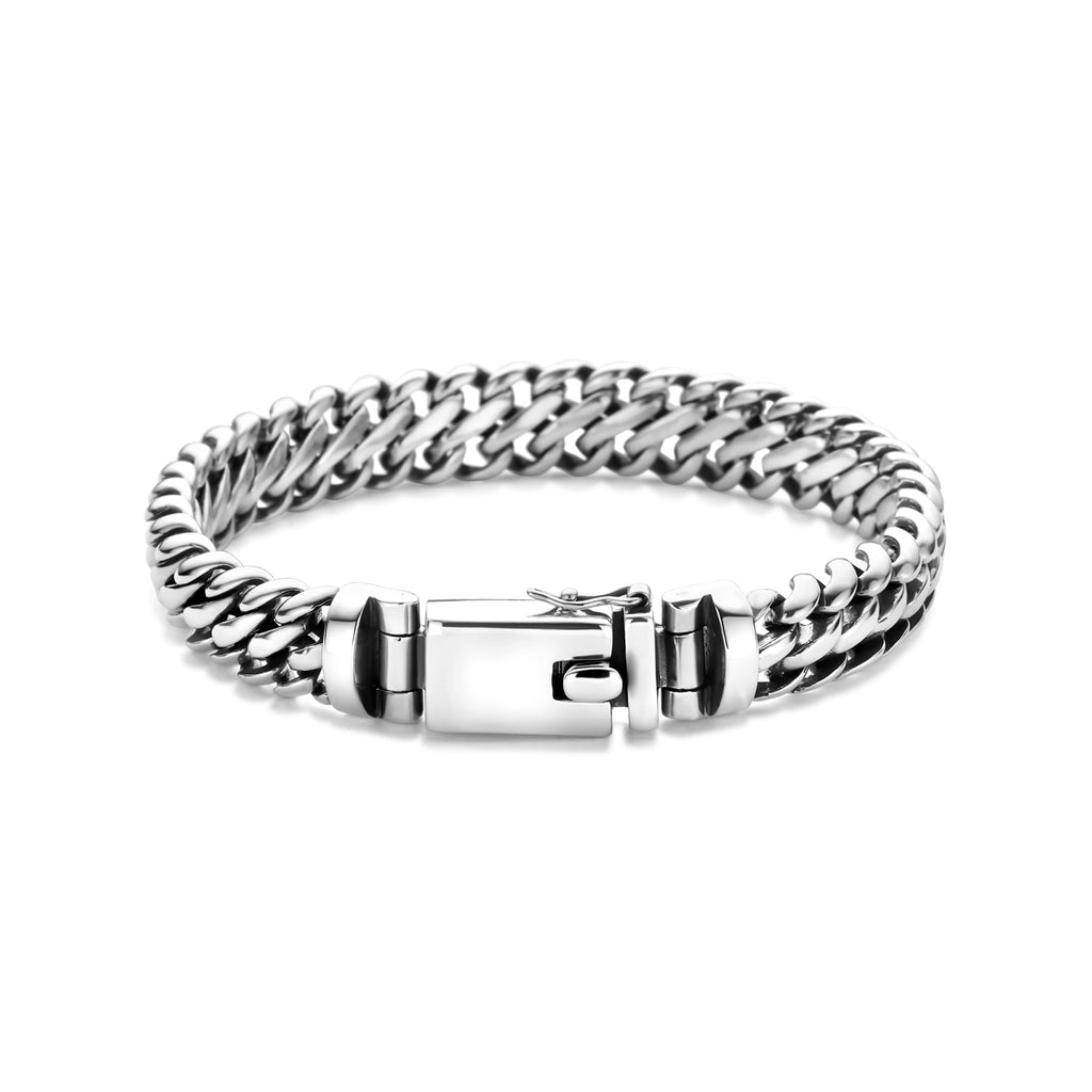 Zilveren armband heren geoxideerd zijaanzicht detail sluiting - City Juwelier