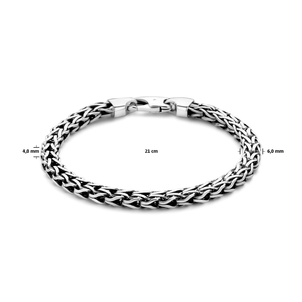 Zilveren armband man geoxideerd zilver met robuuste schakels zijaanzicht - City Juwelier