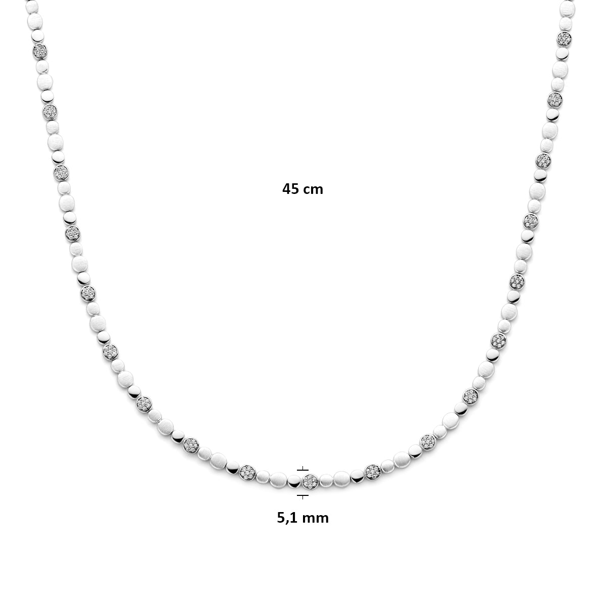 Zilveren dames collier 45 cm met karabijnsluiting - City Juwelier