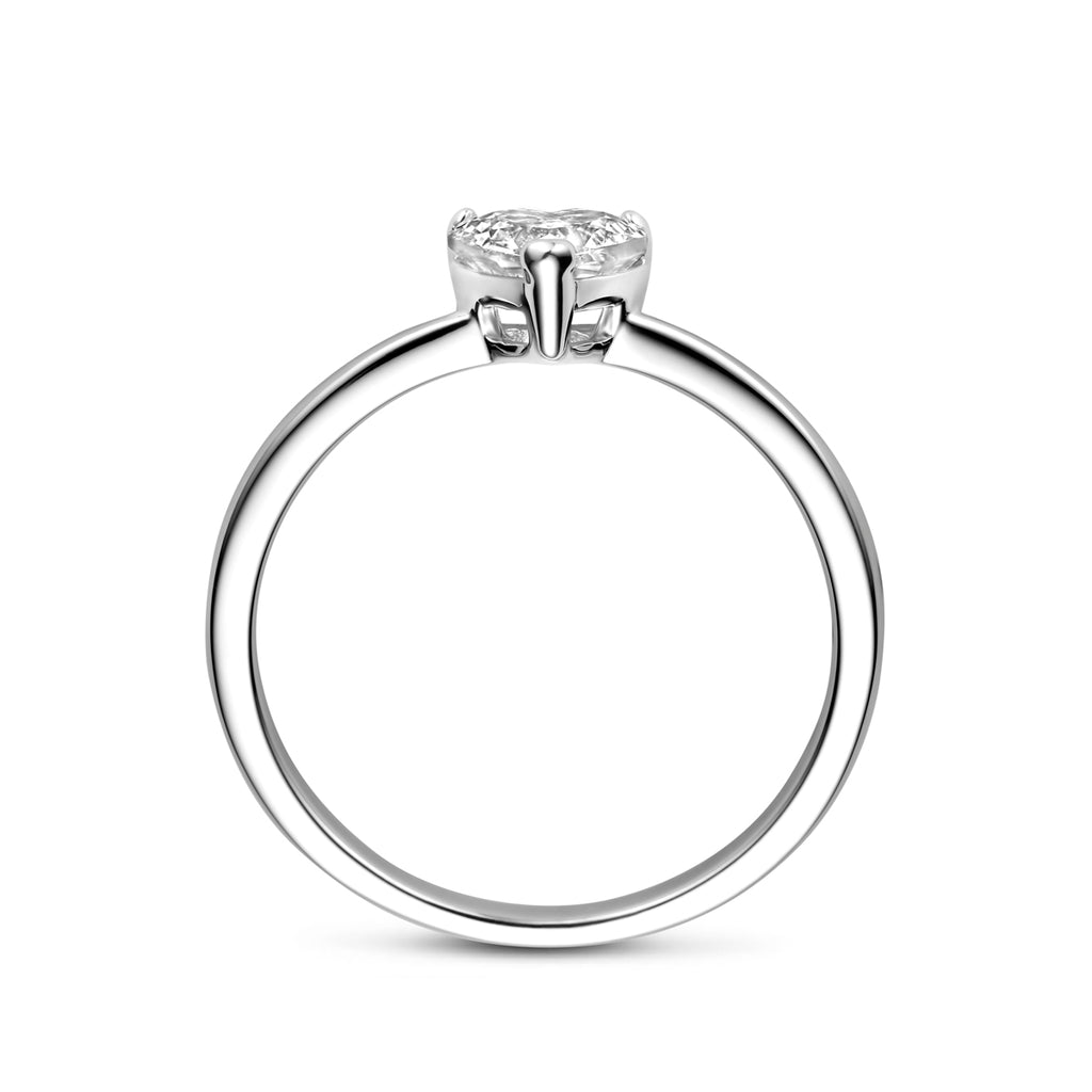 Zilveren dames ring met hartje detail zijaanzicht - City Juwelier
