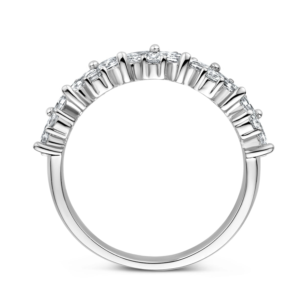 Zilveren dames ring met zirkonia - zijaanzicht - City Juwelier