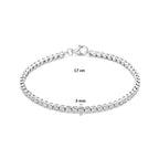 Zilveren dames tennisarmband Zircavella met karabijnsluiting zijaanzicht - City Juwelier
