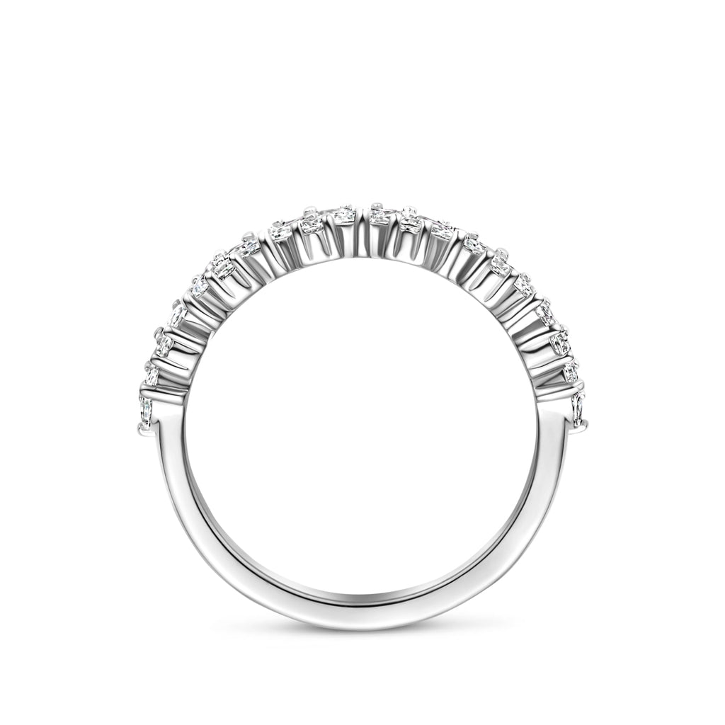 Zilveren damesring met zirkonia detail opname zilverkleurig - City Juwelier