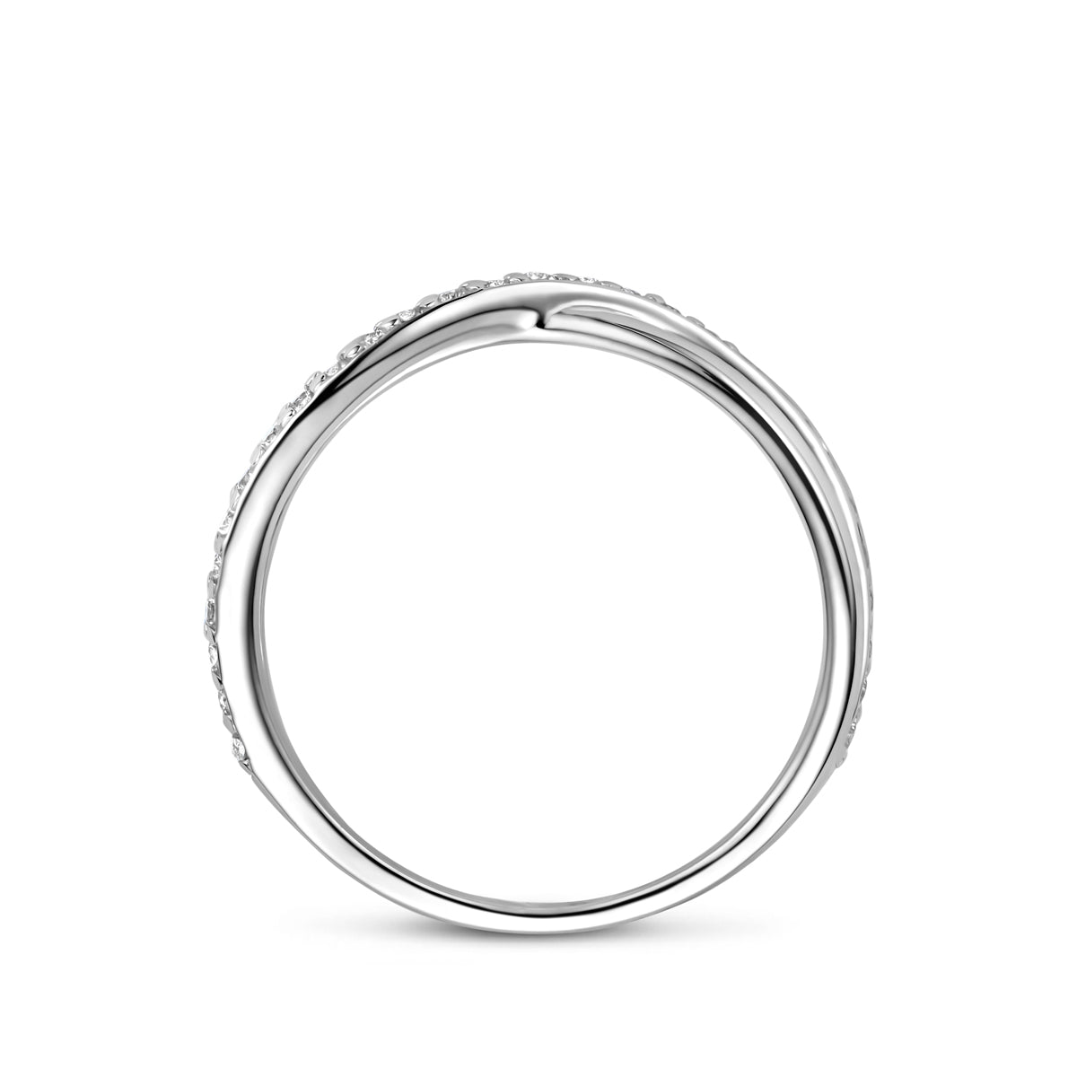 Zilveren damesring met zirkonia zijaanzicht zilverkleurig - City Juwelier