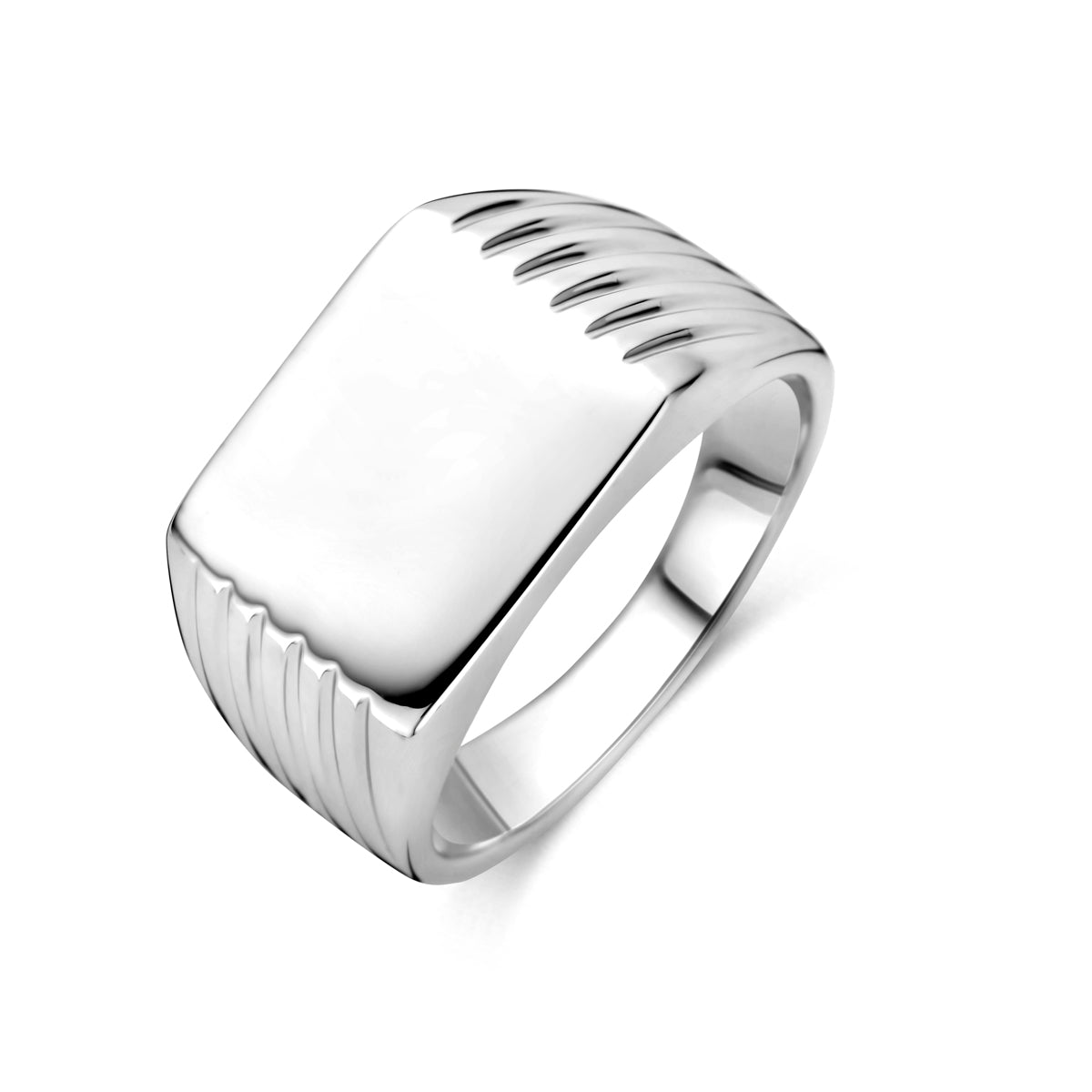 Zilveren graveerbare heren ring 12mm breed vooraanzicht - City Juwelier