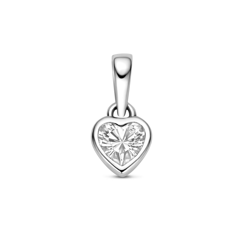 Zilveren hanger hartvorm met zirkonia voor dames - vooraanzicht - City Juwelier