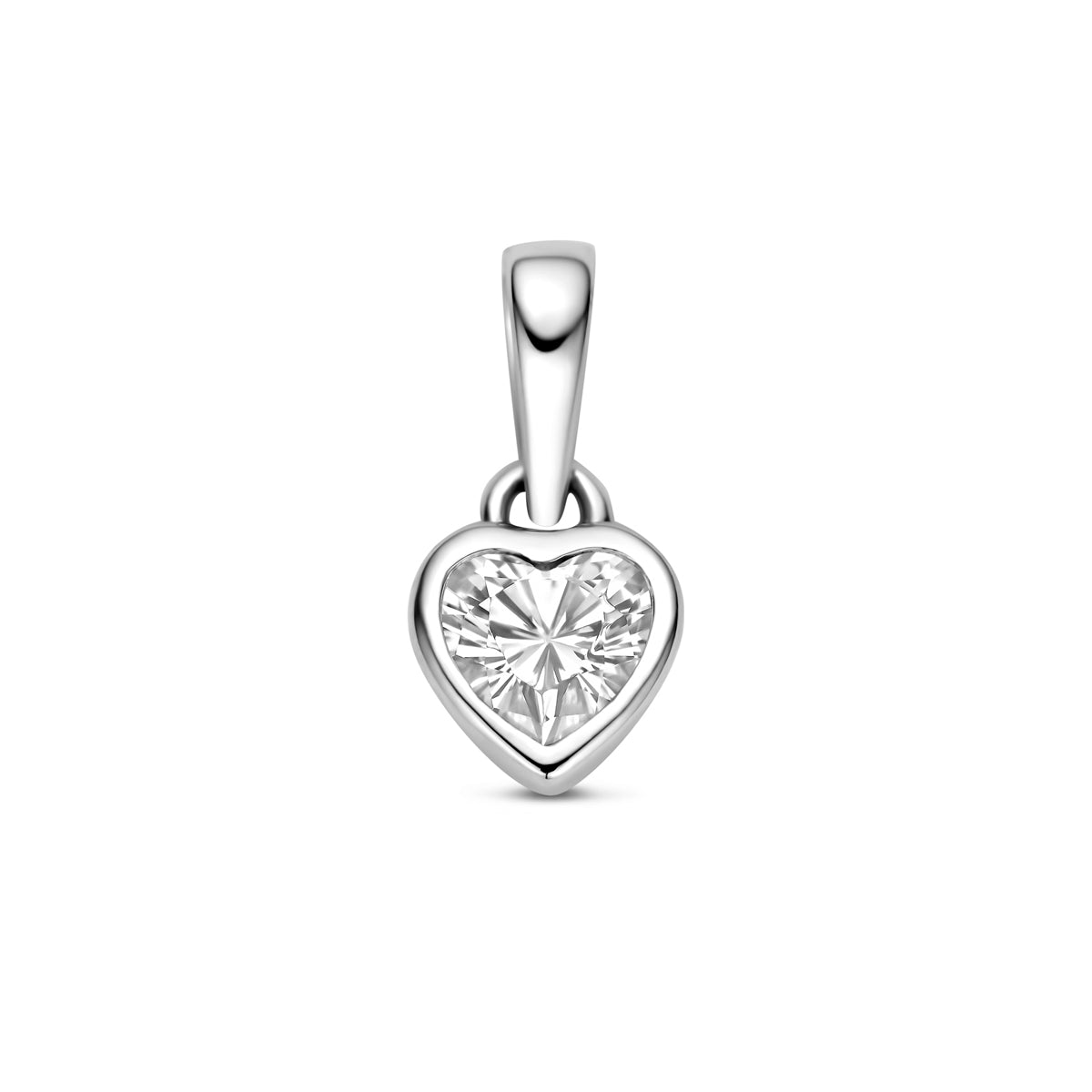 Zilveren hanger hartvorm met zirkonia voor dames - vooraanzicht - City Juwelier