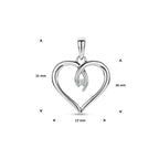 Zilveren hart hanger 925 zilver vooraanzicht met zirkonia - City Juwelier